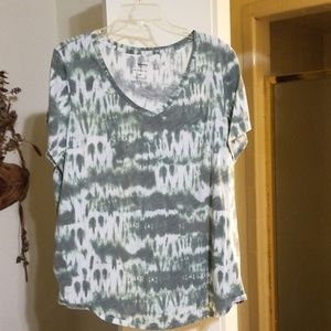 2X tie dye tshirt olive/white